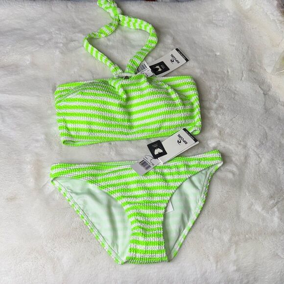 Rip Curl ES VEDRA STRIPE D-DD HALTER Top & ES VEDRA STRIPE FULL PANT Size Small - Picture 1 of 9